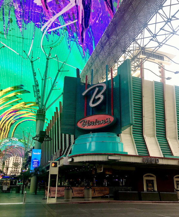 Binion's Casino entrance and video vision at the Fremont Street Experience Las Vegas NV