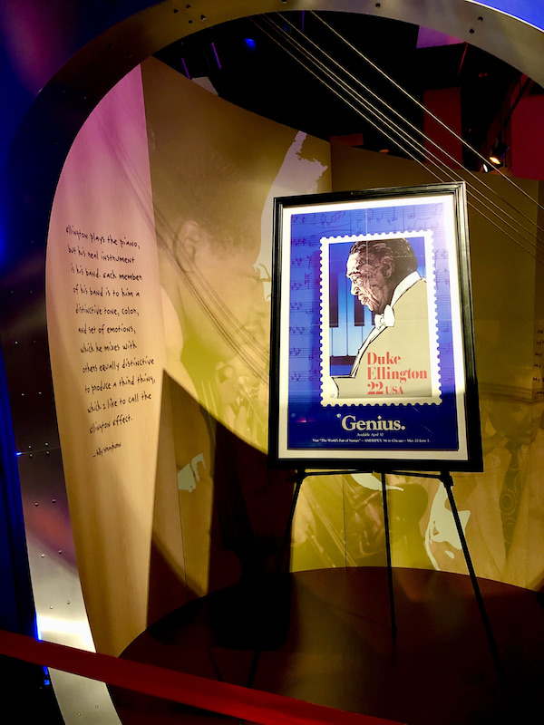 A poster that looks like a stamp of Duke Ellington at the American Jazz Museum Kansas City MO