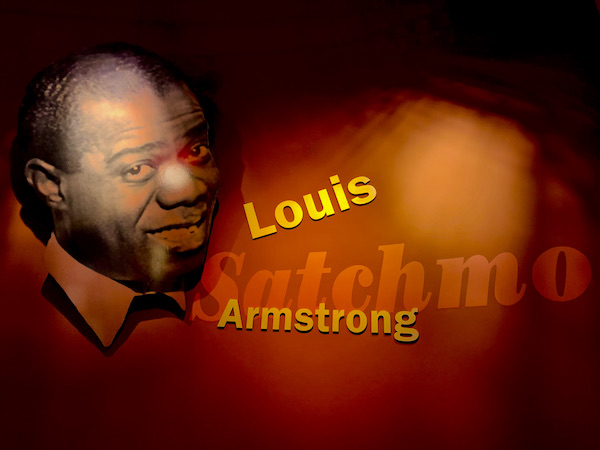 A mural with a portrait of Louis Satchmo Armstrong at the American Jazz Museum Kansas City MO