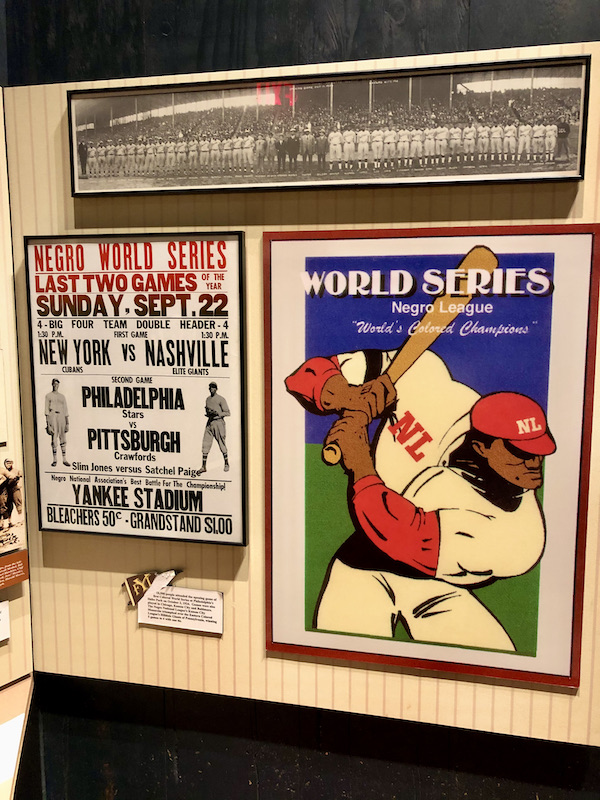 A poster for the negro league world series at the Negro Leagues Baseball Museum
