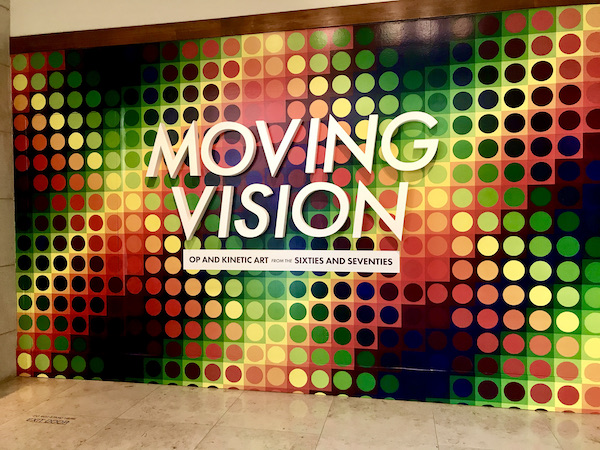 The sign for an op and kinetic art exhibition at the Oklahoma City Museum of Art