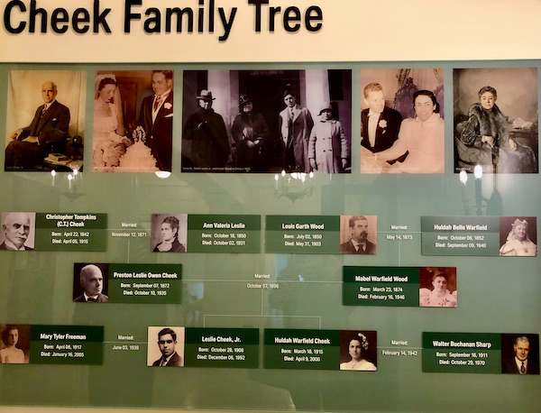 A family tree shows the lineage of the owners of Cheekwood Estate Nashville TN