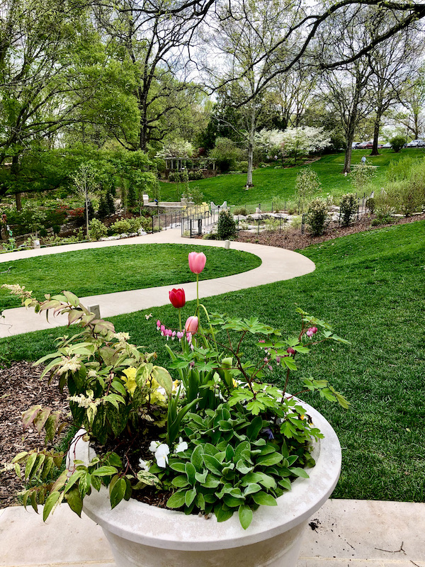Gorgeous formal gardens with flowers and trees at Cheekwood Estate Nashville TN