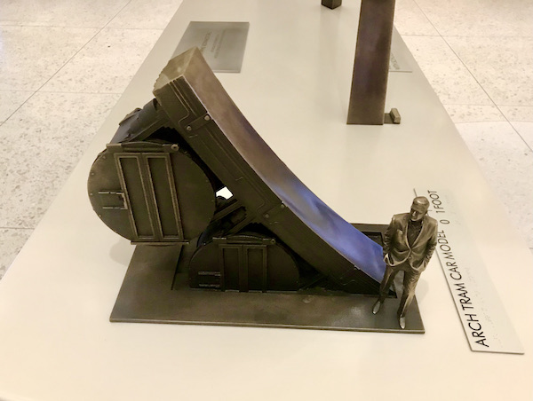 A model of a Gateway Arch tramcar.