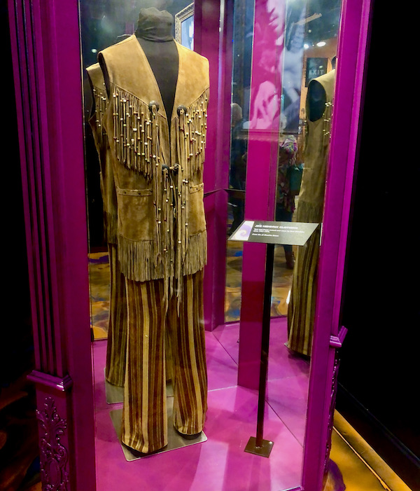 A tan suede vest with long fringe worn by Jimi Hendrix while performing