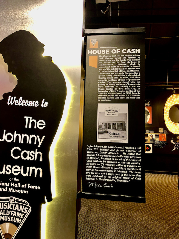 A silhouette of Johnny Cash welcomes you to his museum.