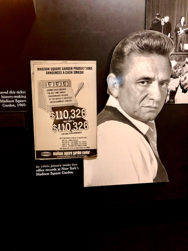 A photo of Johnny Cash from his Madison Square Garden appearance.