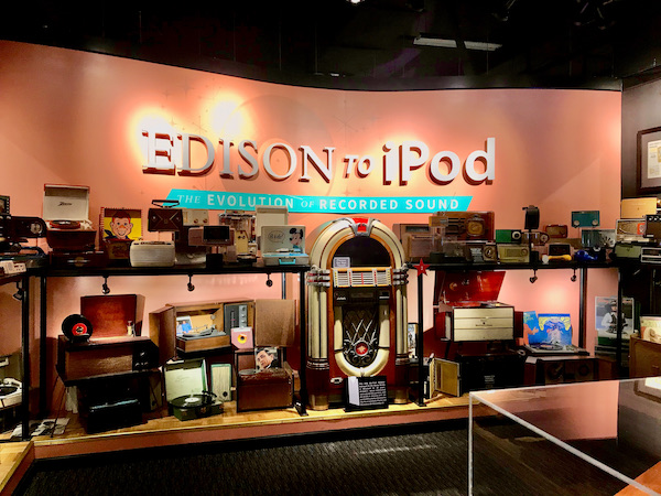 A display of gramophones, radios, stereos and iPods called Edison to iPod