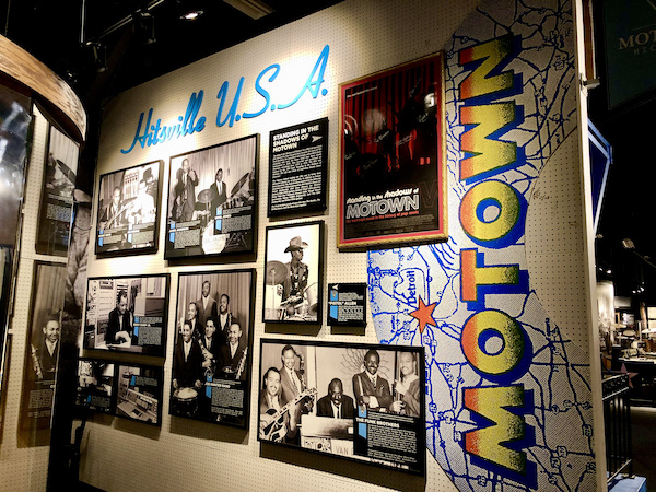 A wall of photos that pay tribute to Motown Records.
