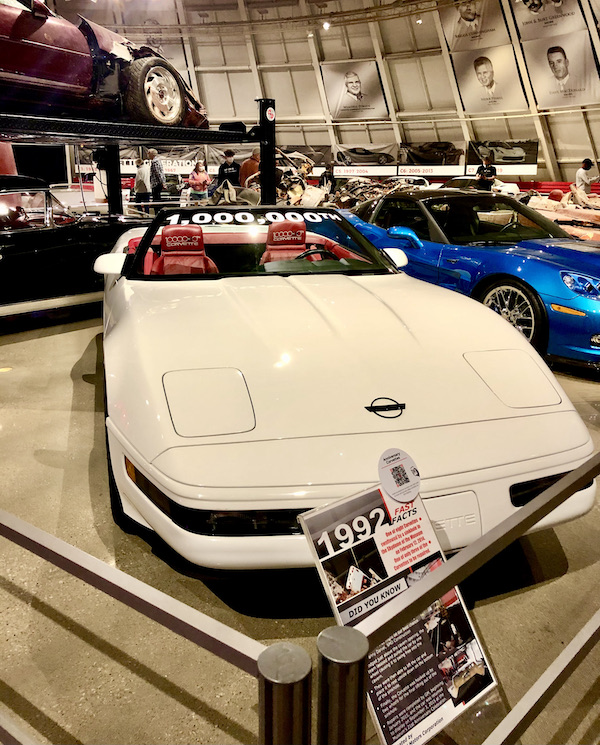 A white Corvette that was the 1 millionth corvette built.