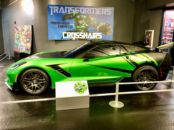 A bright lime green and black custom Corvette at the National Corvette Museum
