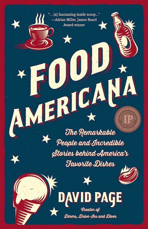 Navy cream and red book cover of Food Americana by David Page