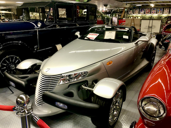 A silver exotic looking Chrysler Prowler at the Tallahassee Automobile Museum