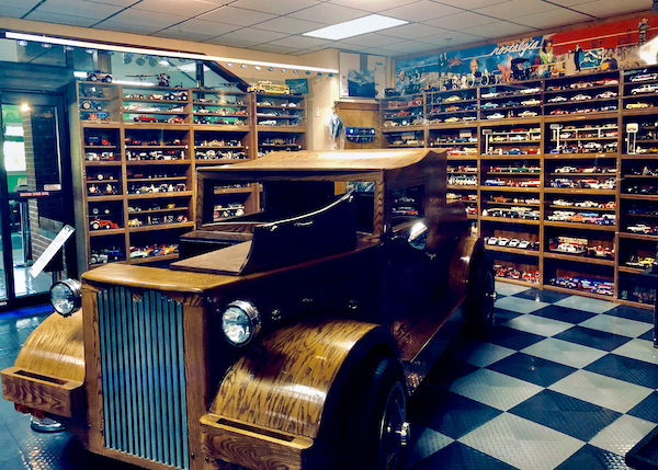 A Model A Ford made from wood.