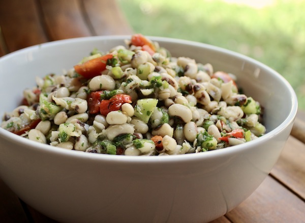 A big bowl filled with black eyed peas from Just a Few Miles South