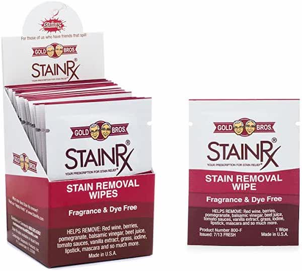 A red and white box and a single packet of Stain Rx wipes from 15 Best Gifts for Foodies and RVers