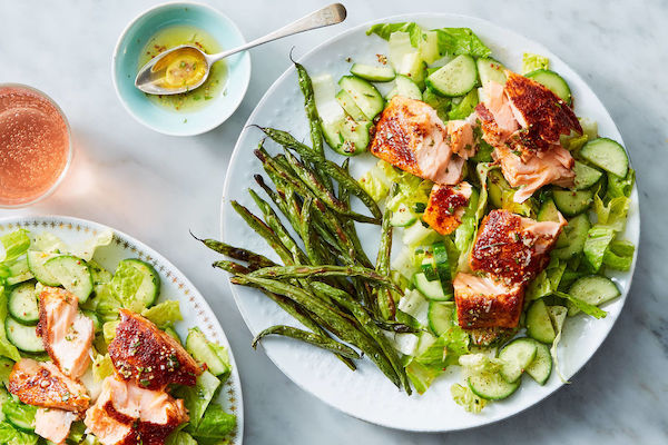 Cubes of cooked salmon on cucumber slices, just one of 7 Creative Ways to Serve Up Salmon