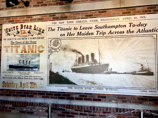 A poster of the NY Herald headlines announcing the maiden voyage of Titanic.