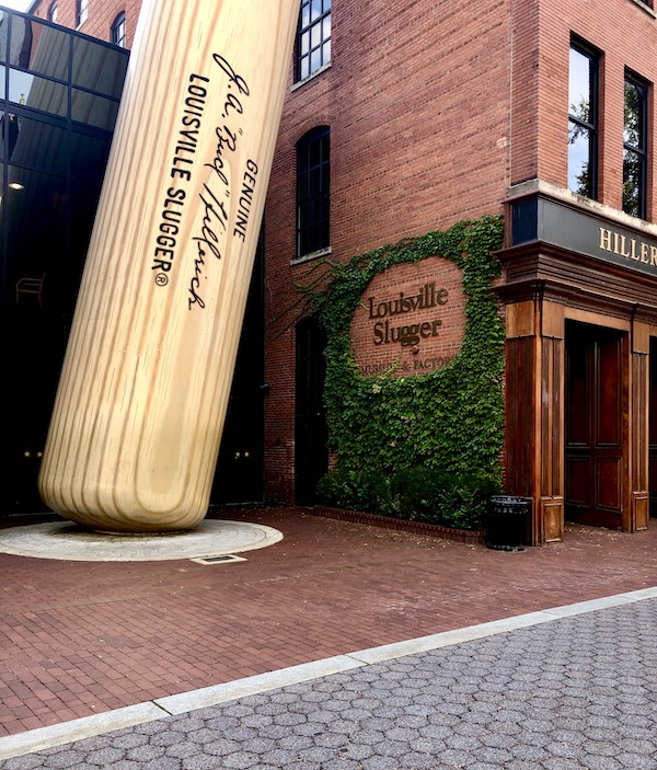 A close up of the world's largest baseball bat in Downtown Louisville Kentucky