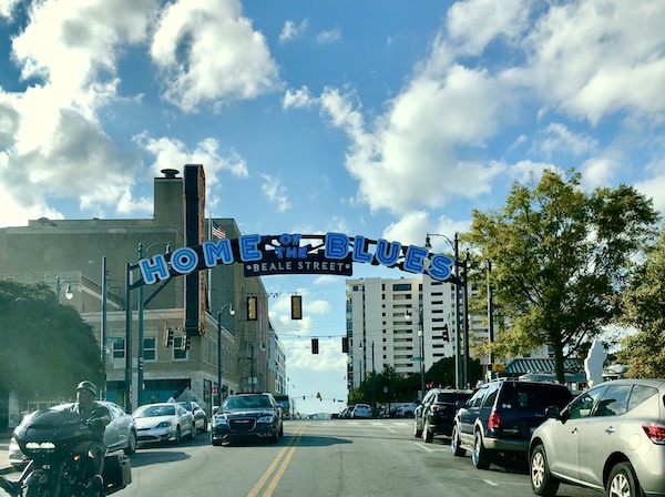 An arch over the street tell you that you are in the home of the blues.