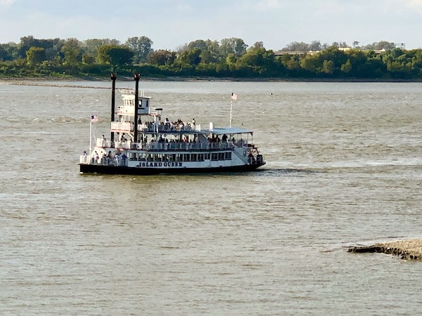 A paddle wheel boat on the river in Memphis Tennessee