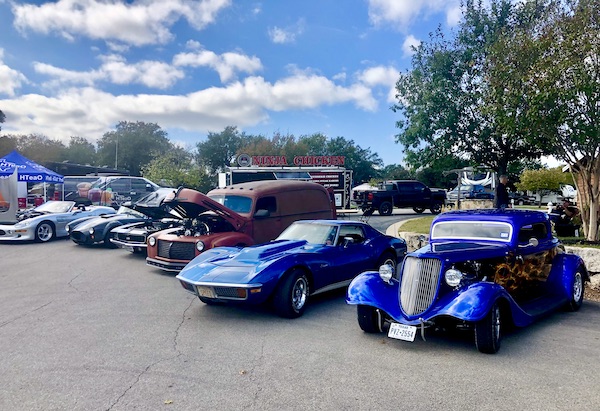 A line of vintage cars on display in Fabulous Austin Texas