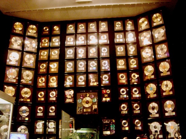 Walls covered in gold and platinum record awards at Graceland Home of the King