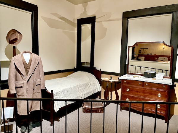 Recreation of a 1920s hotel guest bedroom seen during Abilene Art Walk and Pizza