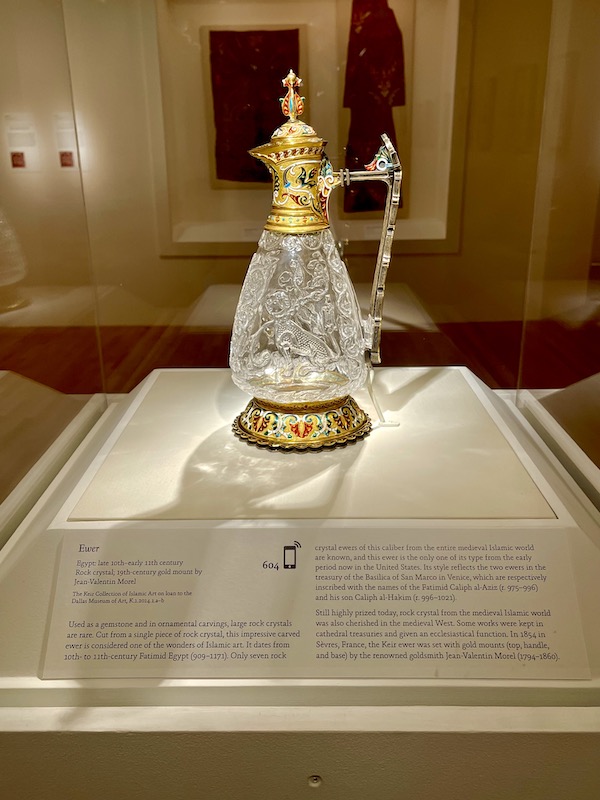 A crystal and gold pitcher at the Dallas Museum of Art