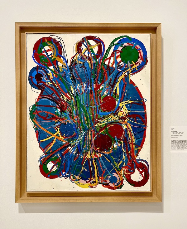 Colorful and dimensional art at the Osaka born artist Yuko Nasaka used resin and lacquer spray on panel and cotton to create this piece.