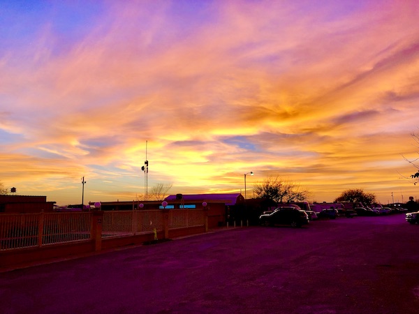 A very colorful sunset over an RV park after a Fun Day at Abilene Zoo