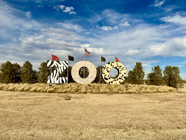 Letters ZOO in animal prints welcome you for a Fun Day at Abilene Zoo