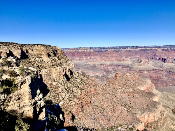 Rock formations that compose the Grand Canyon where we also enjoyed our Fred Harvey Burger.