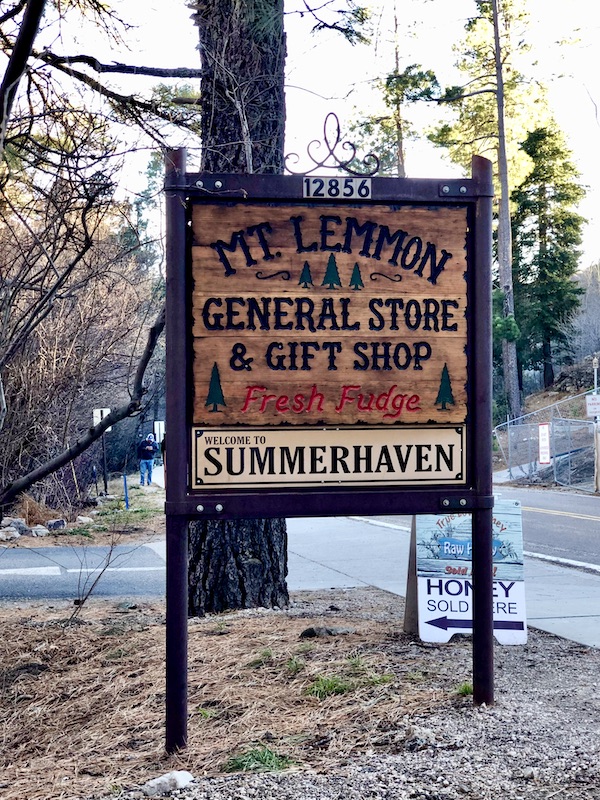 A sign letting you know you've arrived at the Mt. Lemmon General Store.