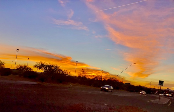 A fiery sky as the sun sets after a trip to Mount Lemmon Tucson AZ