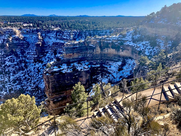 Patches of snow on plateaus of the South Rim Grand Canyon Arizona
