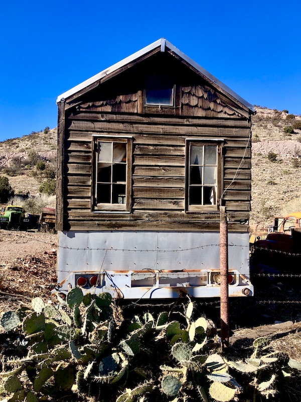 A tiny wood house in Friendly Ghost Town Haynes AZ