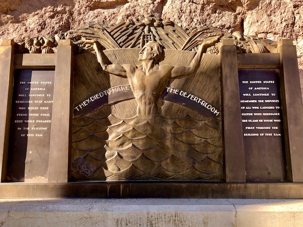 A bronze monument honoring those who died building Hoover Dam Lake Mead NV