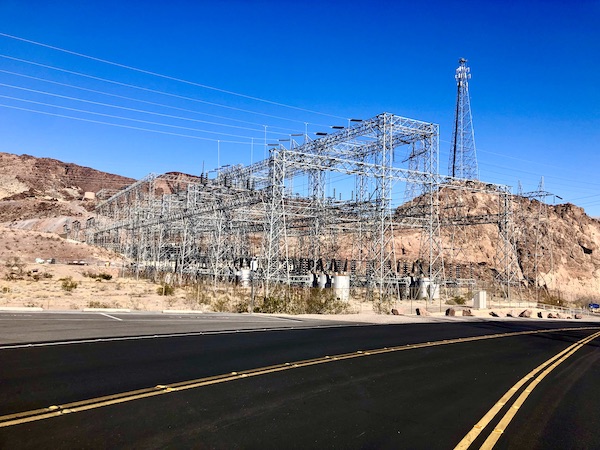 Electrical power plant in the mountains at Hoover Dam Lake Mead NV