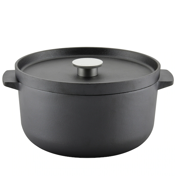 A black cast iron dutch oven with lid is one of my new warm weather favorites.
