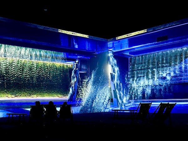 Digital art of water moving projected on walls at Gustav Klimt: The Immersive Experience