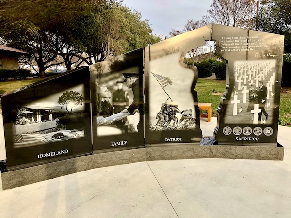 A memorial wall with the cut out of a soldier at the Ronald Reagan Presidential Library
