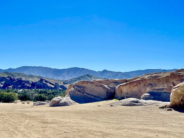 Sand, sky and rocks that look like whales at Vasquez Rocks Agua Dulce CA