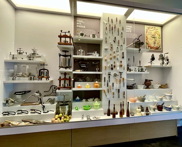 A display of juicers, reamers and other presses, seen while having Fun in Downtown Napa CA