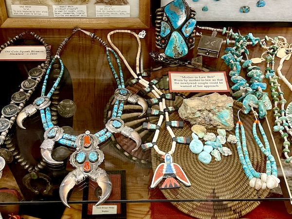 A jewelry display of native American pieces at Trees of Mystery Klamath CA