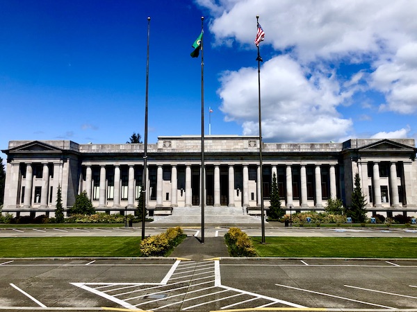 Building with columns on campus of Washington's state capitol.