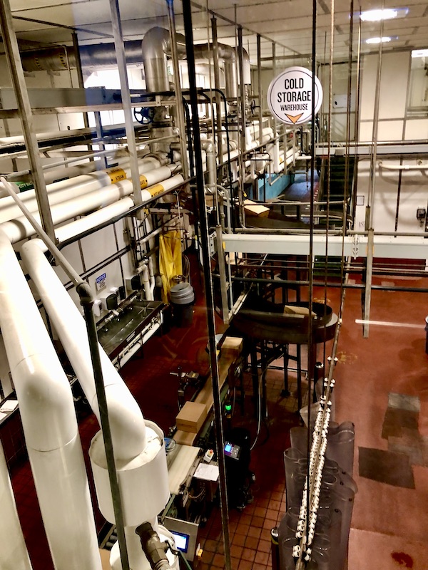Factory floor showing the cold storage warehouse on our Tillamook Cheese Factory Tour