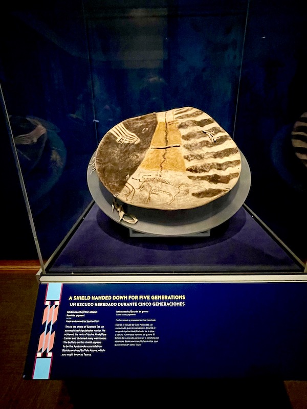 A native American medicine shield on display at the Museum of the Rockies