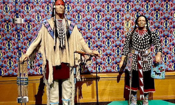 Native American male and female mannequins in traditional garb at the Museum of the Rockies Bozeman MT