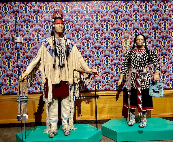 Native American male and female mannequins in traditional garb at the Museum of the Rockies Bozeman MT